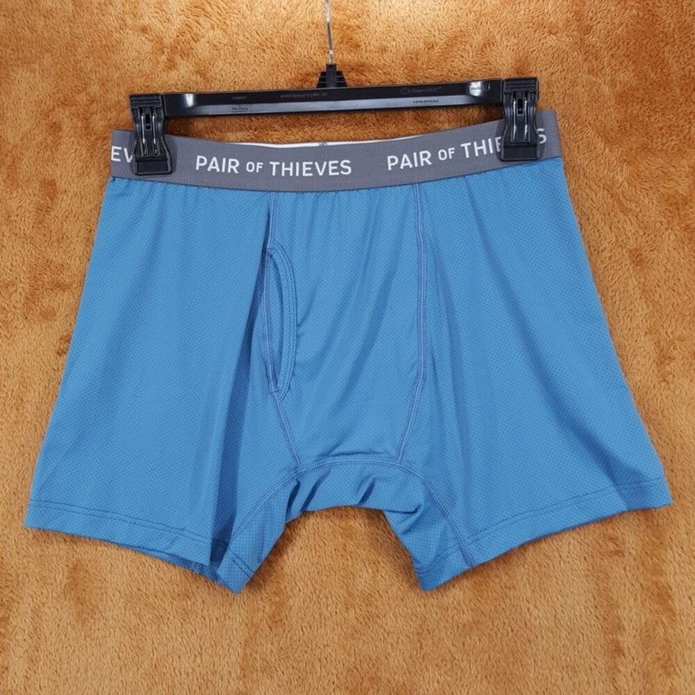 PAIR OF THIEVES Boxer Briefs Mens Small Blue Superfit Mesh Magic Stretch
